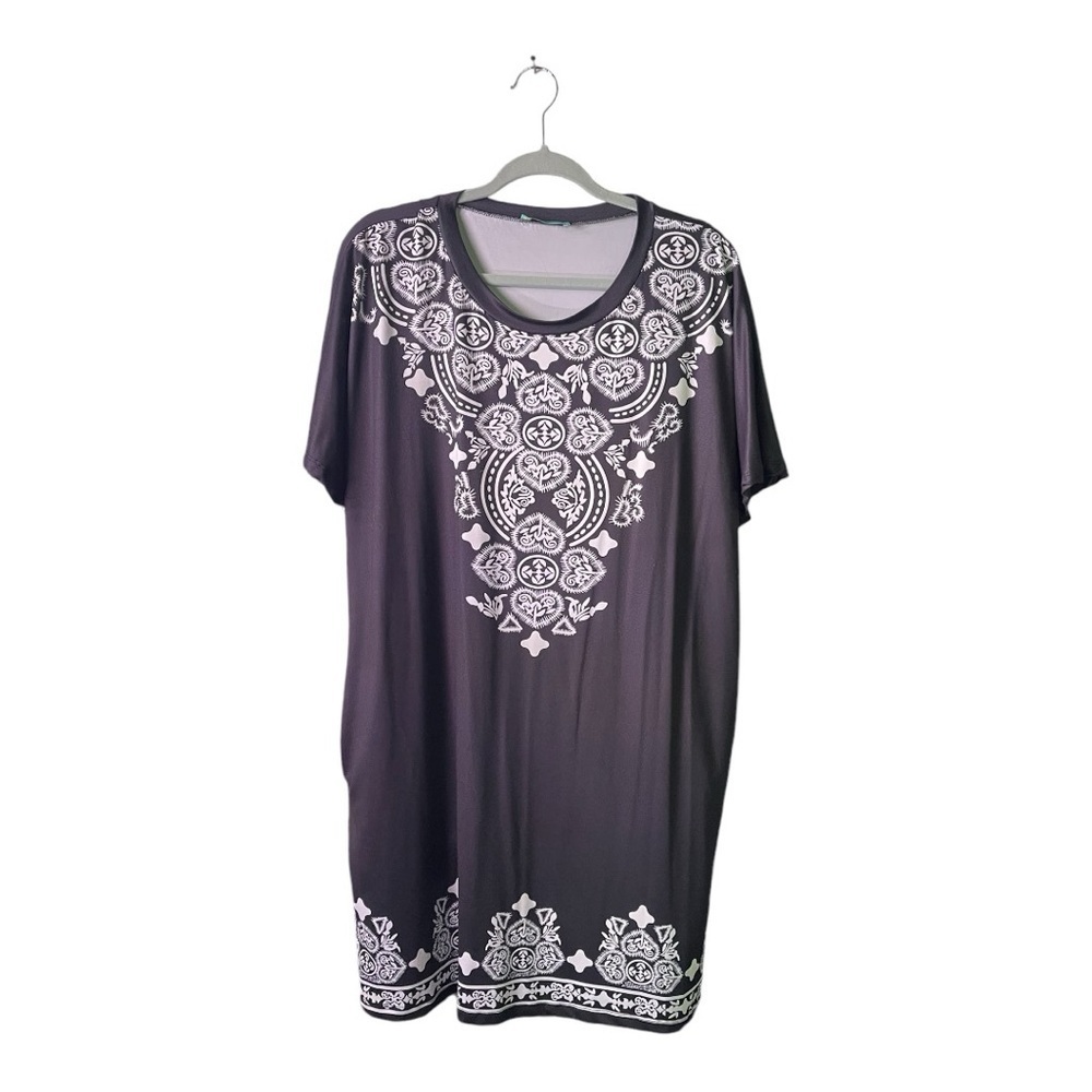 Sunshine & Rodeos Navy Blue Dress with White Medallion Print, Size XL